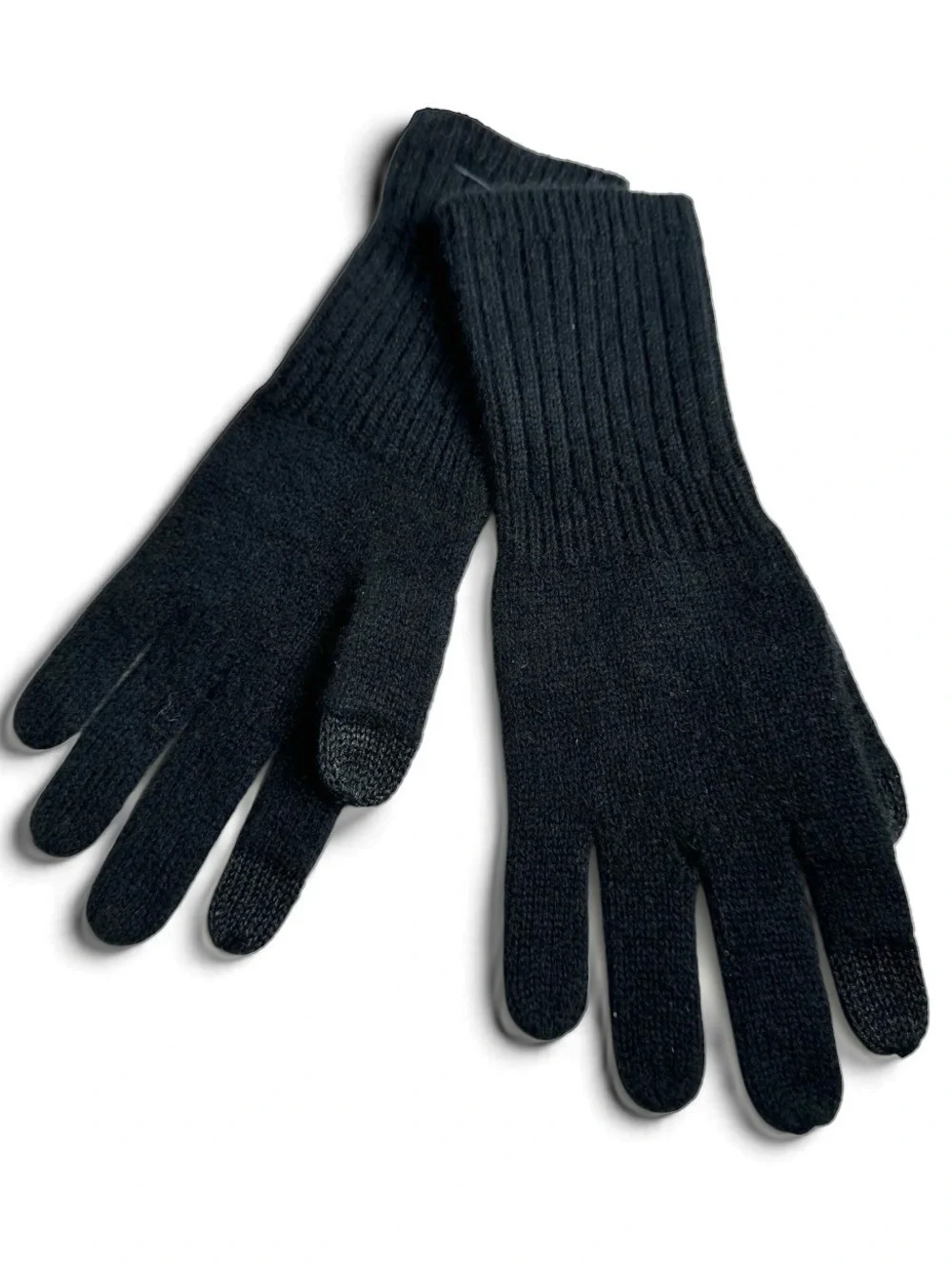Nordstrom 100% Cashmere Knit Touchscreen Tech Gloves Black One Size NWOT